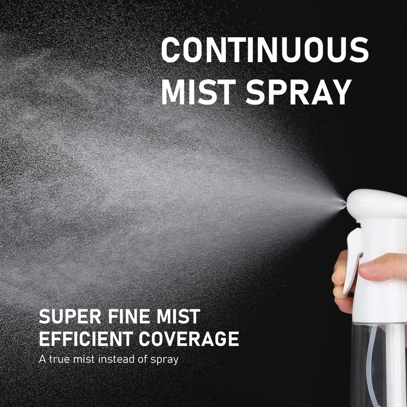 Airbee Spray Bottle For Hair, Continuous Mister Sprayer, Ultra Fine Mist Empty Spraying Water Bottles for Hairstyling, Barbers, Salons, Essential Oil Scents, Cleaning, Plants - Black&Black - Image 2